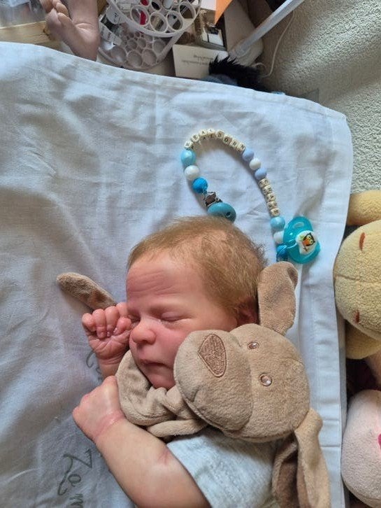 Realistische Reborn Babypop Chase- Handgemaakt en Levensecht, Ophalen of Verzenden, Zo goed als nieuw, Babypop