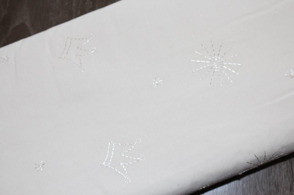 Baby broderie anglaise stof - creme wit kroon ster #1188, 120 cm of meer, Wit, Ophalen of Verzenden, Katoen