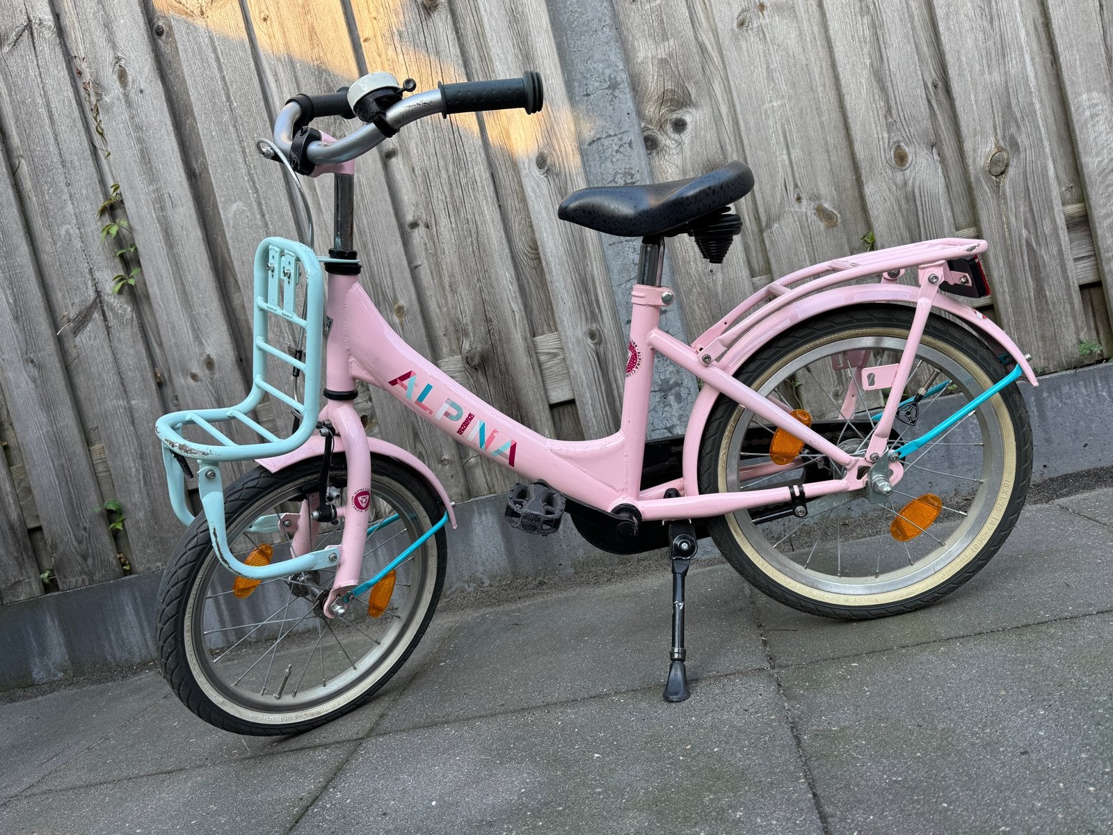 Alpina kinderfiets 16 inch - Roze met voordrager, Ophalen, Gebruikt, Terugtraprem, 16 tot 20 inch