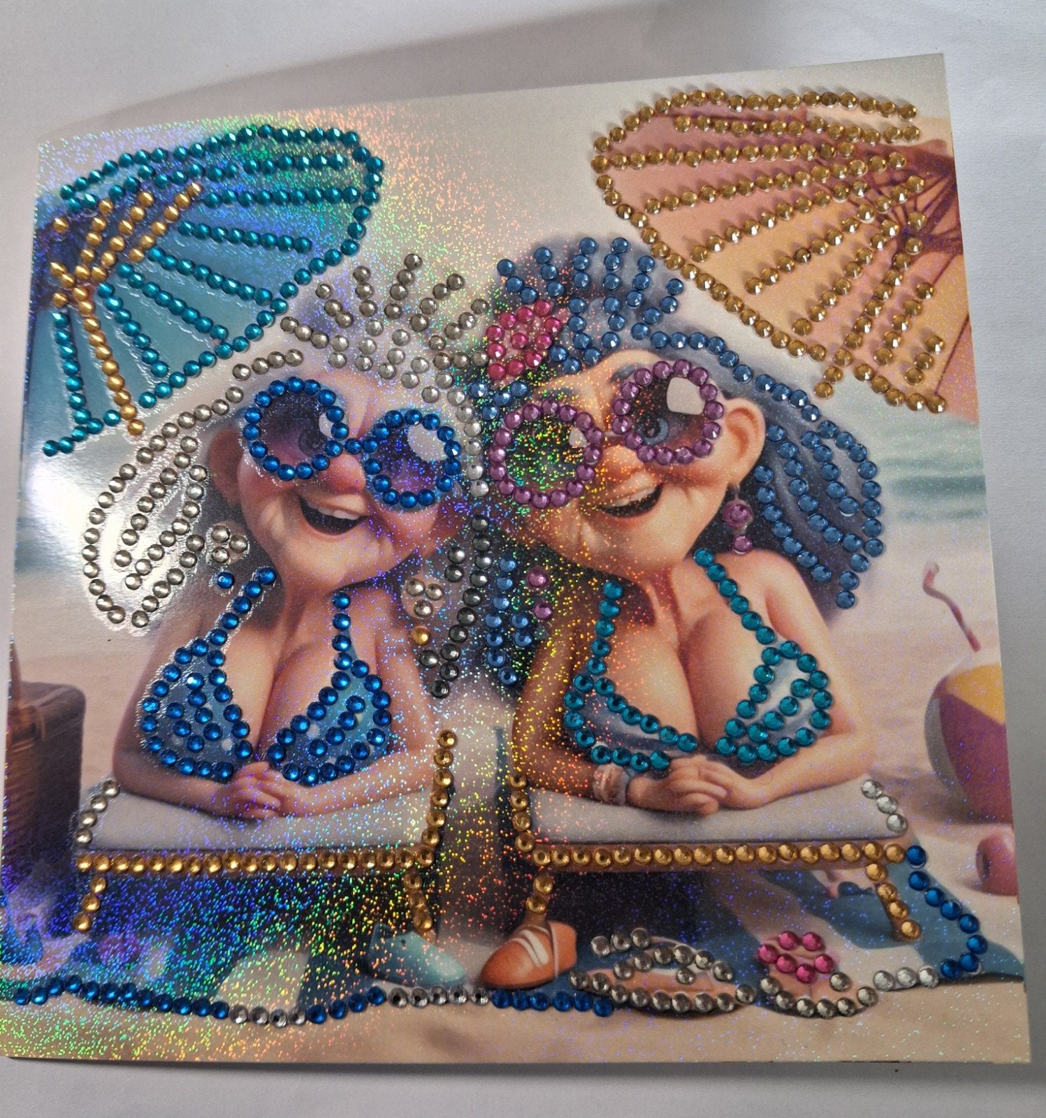 diamond painting kaart oudere dames op het strand, Ophalen of Verzenden, Nieuw