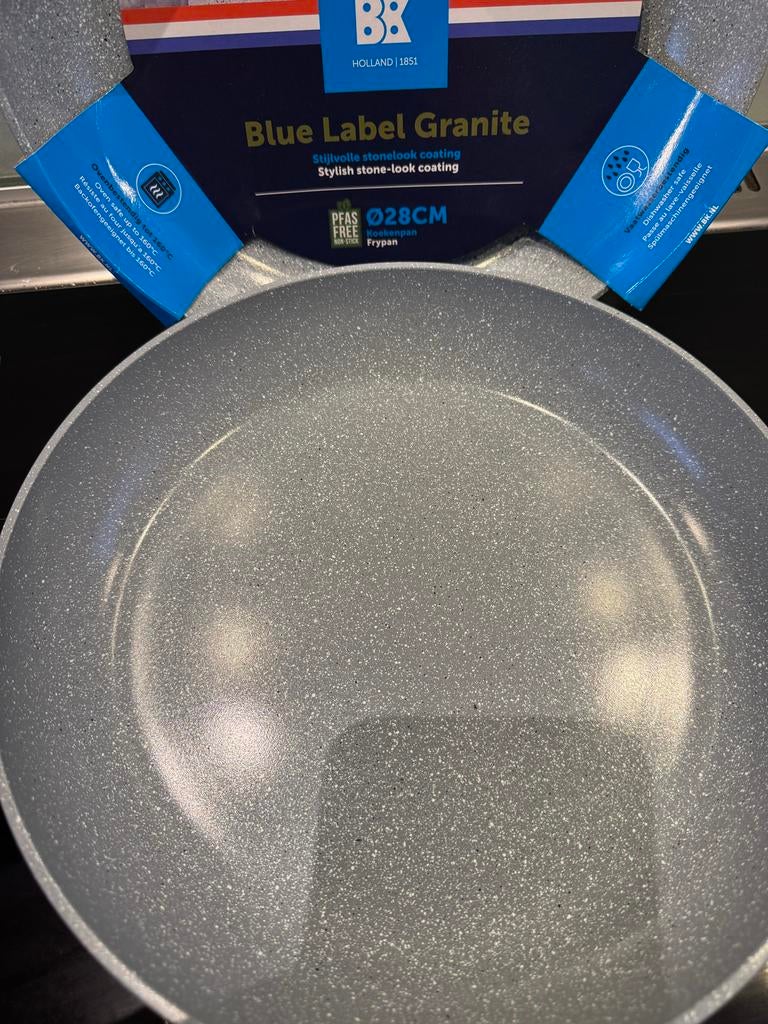 2x BK Blue Label Granite PFAS-vrije koekenpan 28cm, Overige typen, Nieuw, Ophalen of Verzenden, Metaal