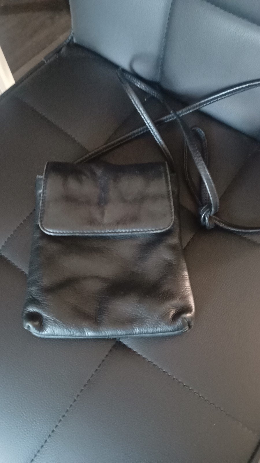 Unisex Crossbody Tasje van leer (17x15), Ophalen of Verzenden, Gebruikt, Zwart, Schoudertasje
