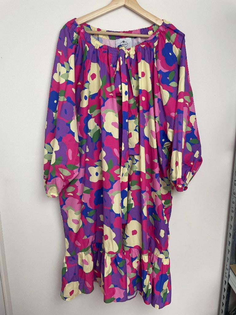 Marielle Stokkelaar Ivy Flowers roze jurk ONE SIZE, Marielle Stokkelaar, Maat 42/44 (L), Ophalen of Verzenden, Zo goed als nieuw