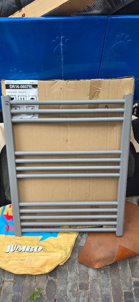 Handdoekradiator Lichtgrijs Metallic 339 Watt 60x74cm Nieuw, Ophalen, 30 tot 80 cm, Radiator, Nieuw