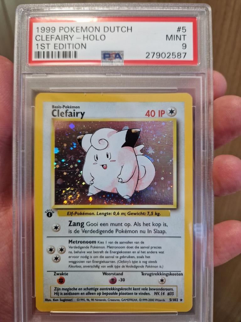 Clefairy PSA 9 1st edition Dutch NL, Hobby en Vrije tijd, Verzamelkaartspellen | Pokémon, Ophalen of Verzenden, Nieuw, Losse kaart