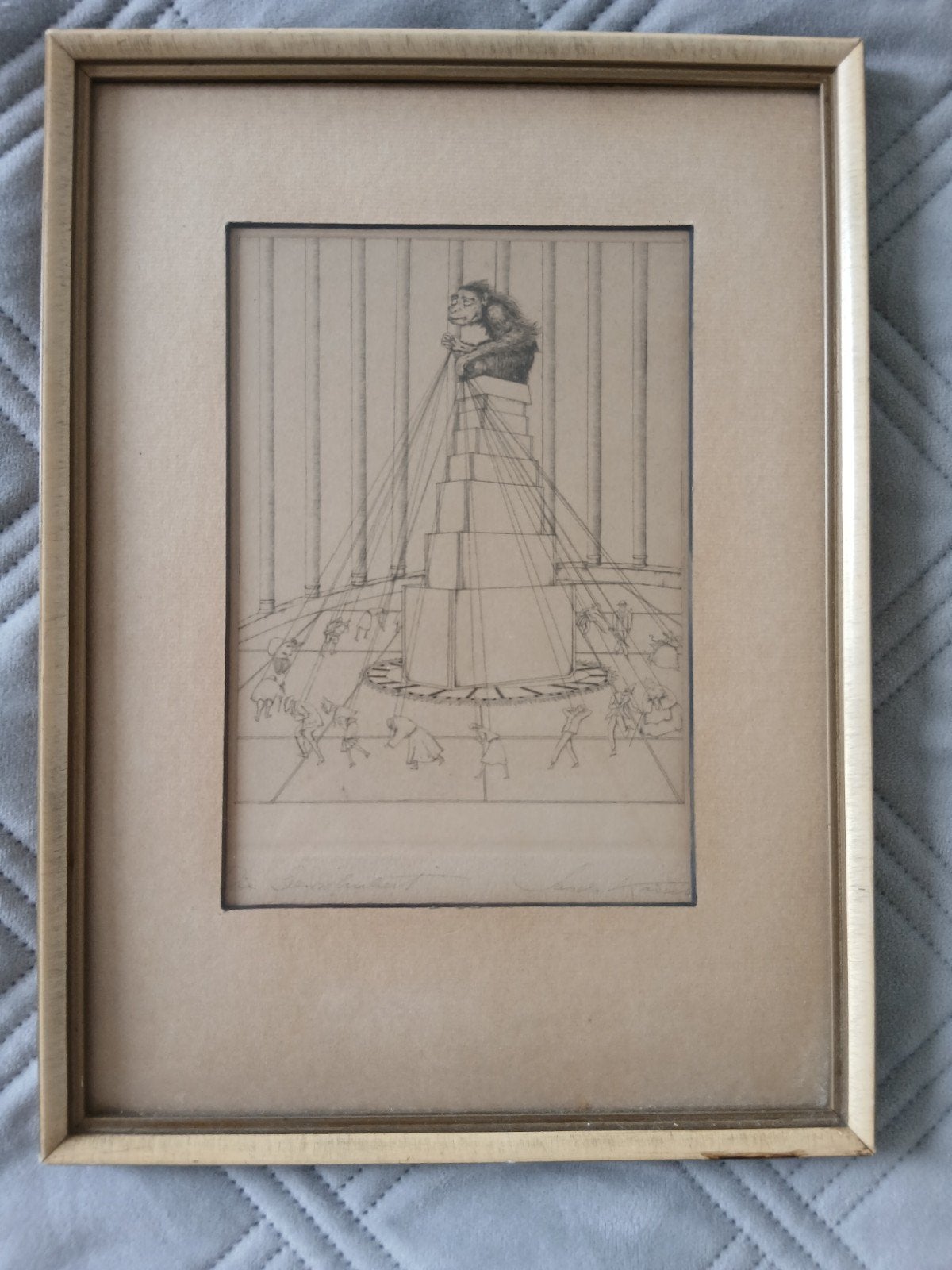 Originele Ets van Sascha Kronburg – Gewohnheit uit 1924, Antiek en Kunst, Gesigneerd, Dagelijks leven, Ets, 19 cm