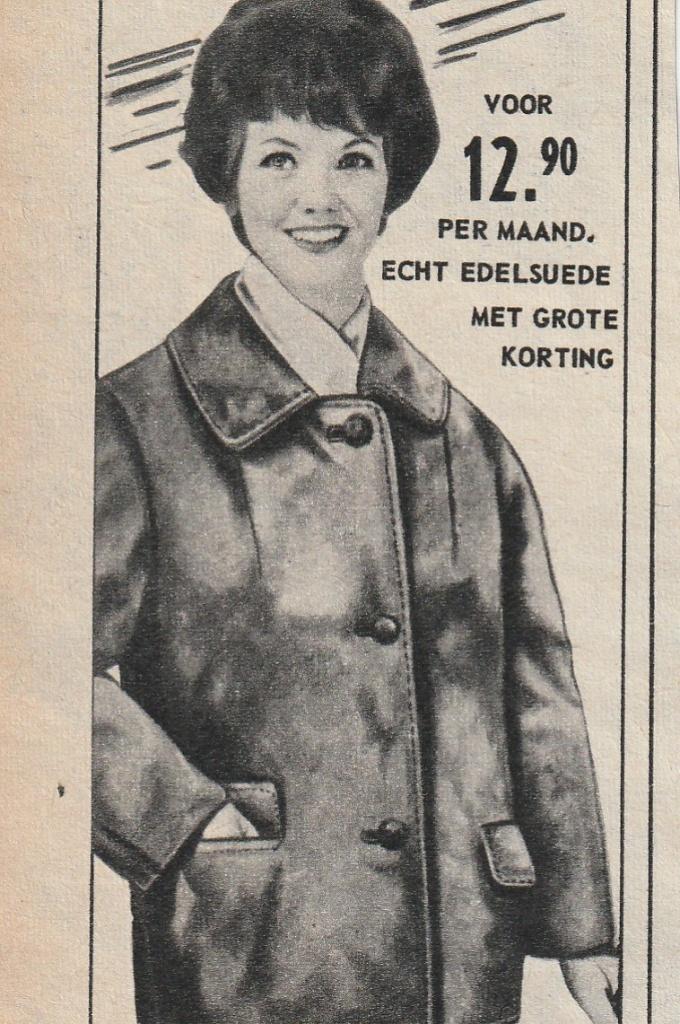 Retro reclame 1962 Wehkamp damesmode suede jas, Verzenden, Overige typen