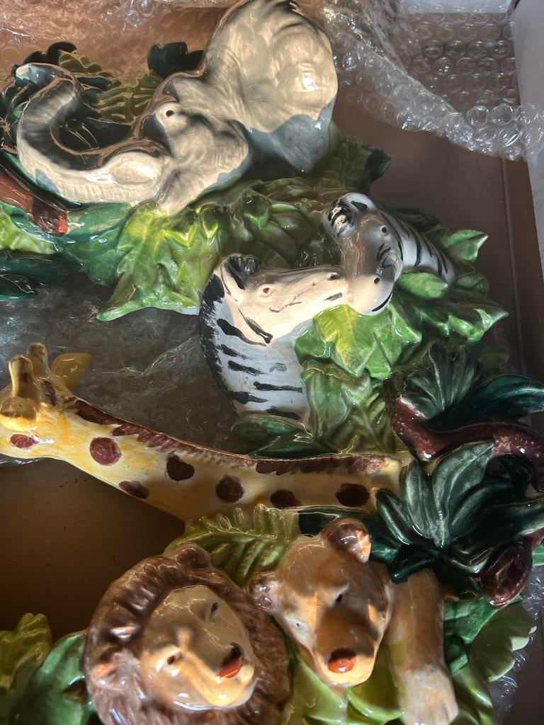Uniek Keramisch Dieren Wanddecoratie - Jungle Thema, Antiek en Kunst, Ophalen of Verzenden