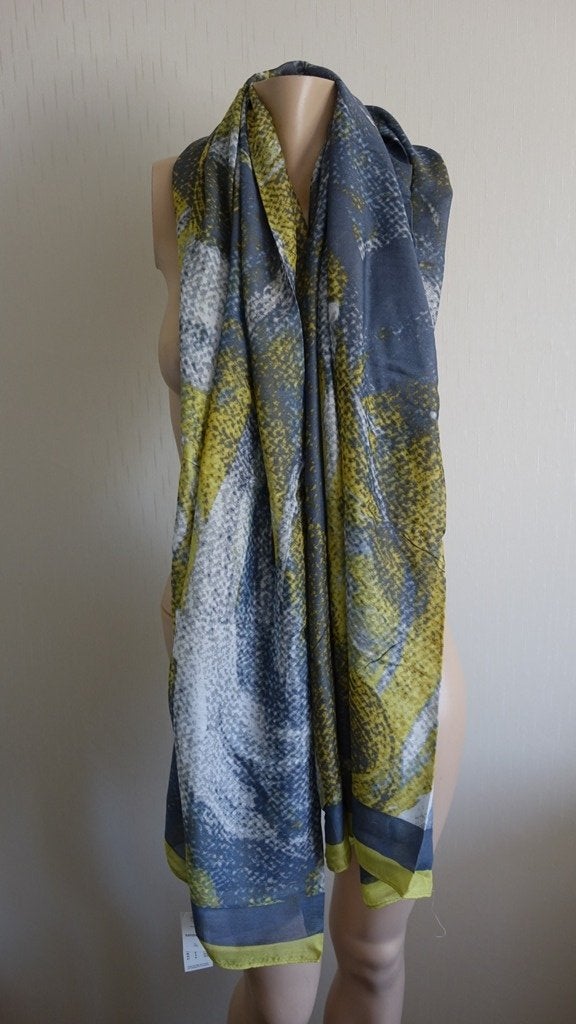 nieuwe grijs gele SANDWICH sjaal, Kleding | Dames, Verzenden, Maat 46/48 (XL) of groter, Nieuw, Sjaal