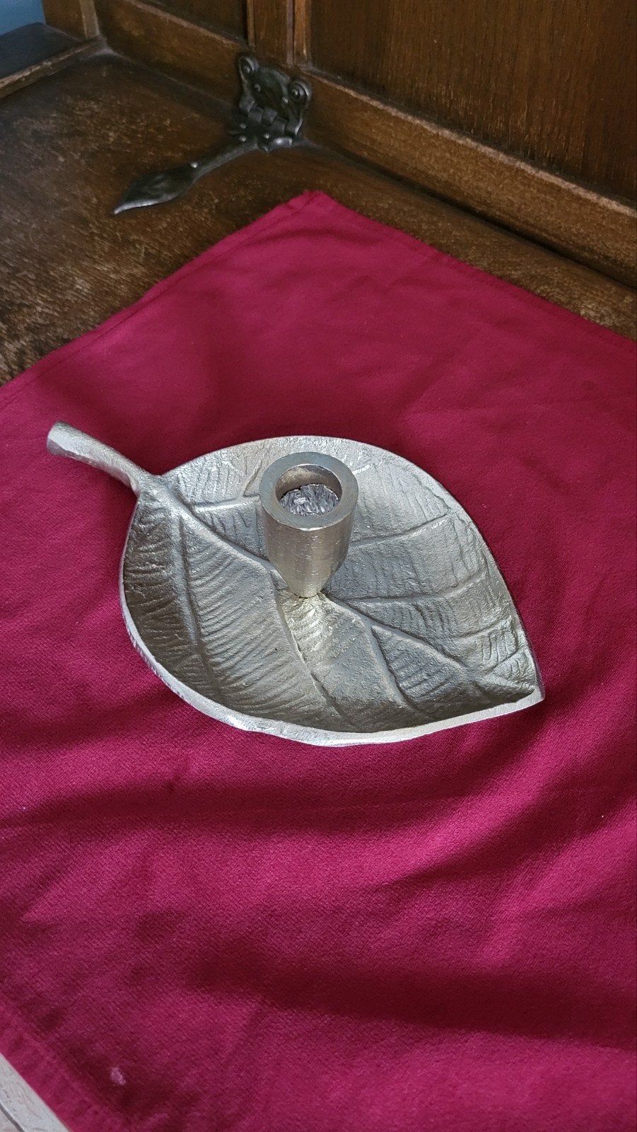 Gouden bladvormige kandelaar, Ophalen of Verzenden, Metaal, Kaars