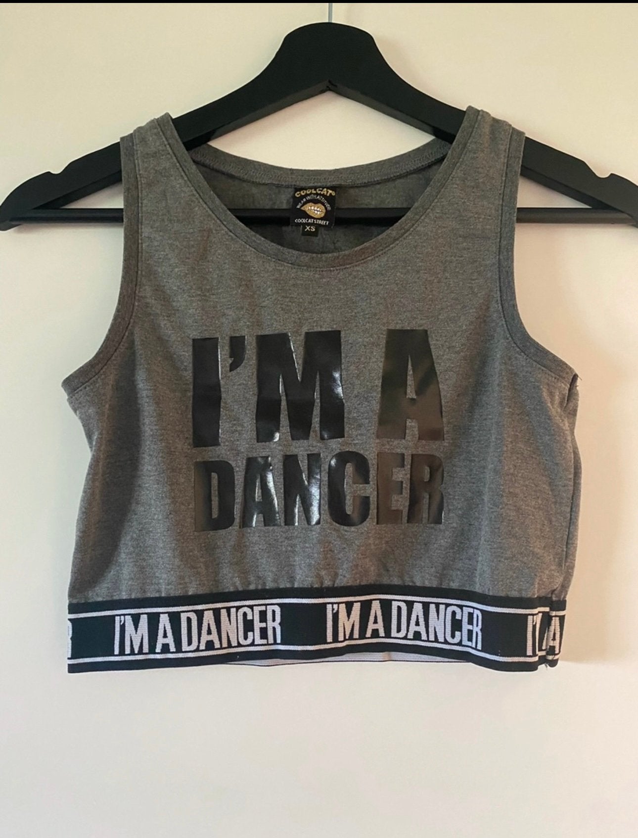Nieuw I’m a dancer grijs zwart top maat XS Coolcat, Zwart, Nieuw, Ophalen of Verzenden, Zonder mouw