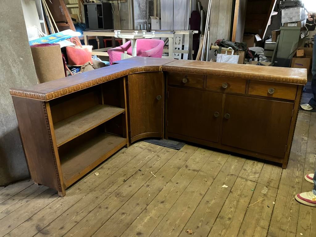 Hoekkast kast hout retro vintage antiek, Ophalen