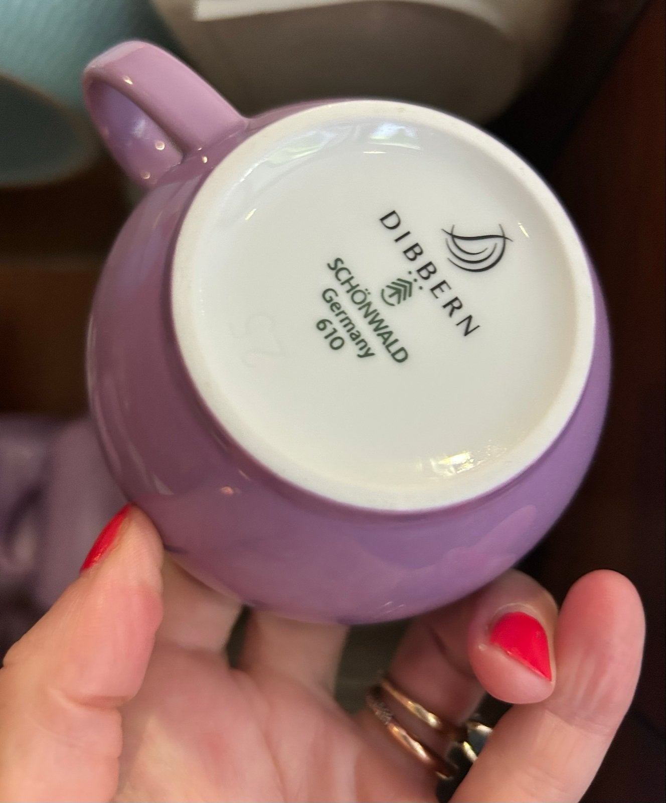 Dibbern Lila-paarse mokken en theekopjes met schotels, Huis en Inrichting, Keuken | Servies, Ophalen, Zo goed als nieuw, Effen