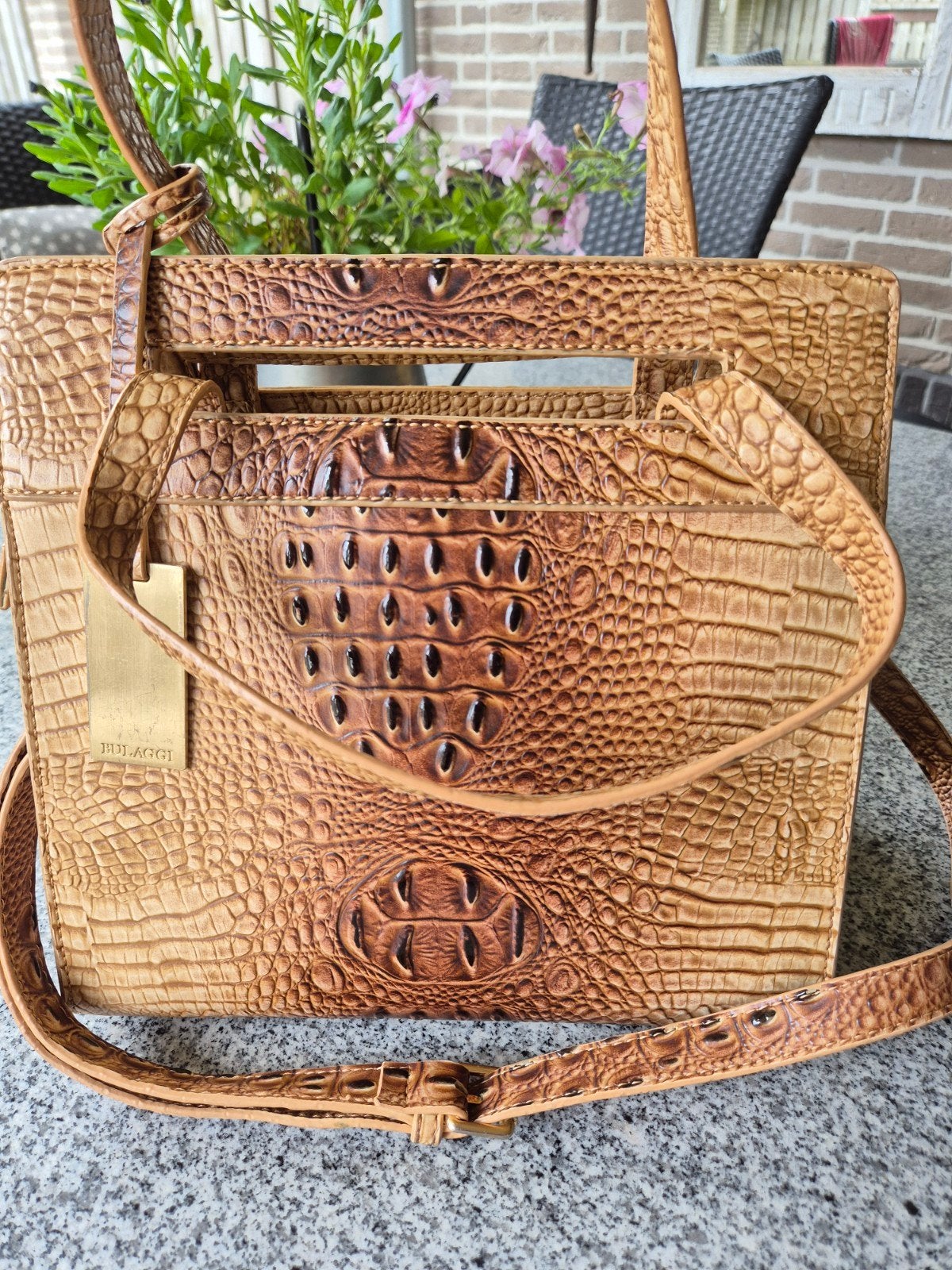 Bulaggi Handtas met Krokodillenprint, Ophalen of Verzenden, Gebruikt, Beige, Handtas