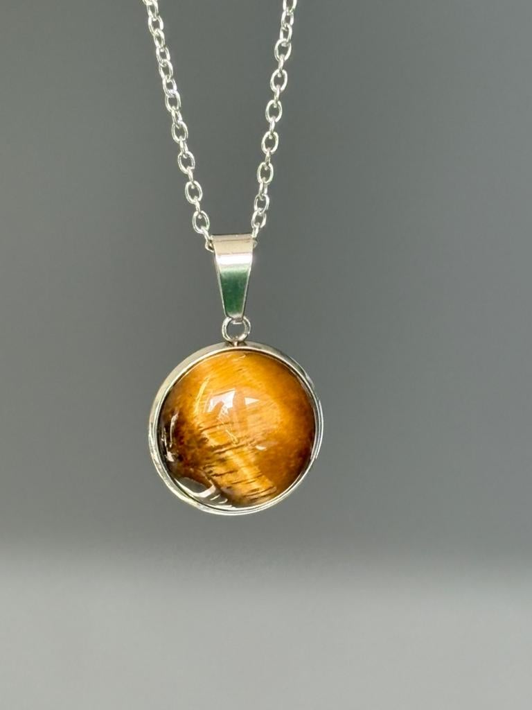 Tiger eye stainless steel pendant necklace, Overige materialen, Nieuw, Ophalen of Verzenden, Cariad Gems