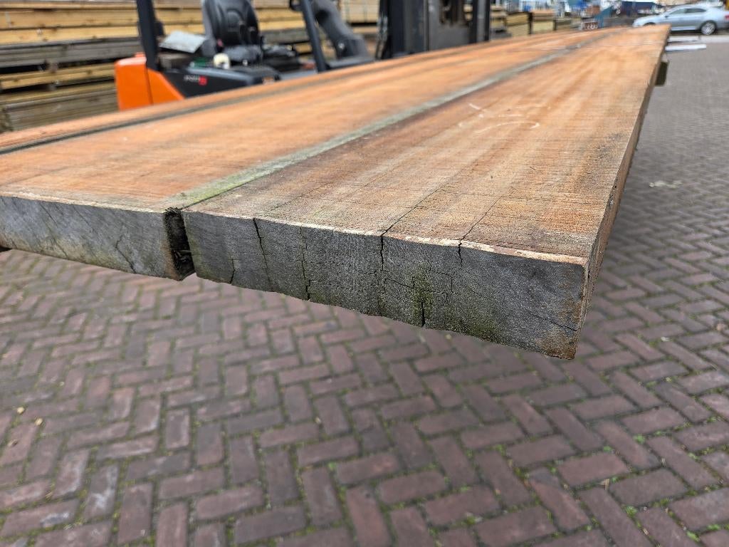 4 Hardhouten balken  5.0x25.0 cm / 5.50 m lang - nr: HB86, Tuin en Terras, Palen, Balken en Planken, Ophalen, Nieuw, Hardhout