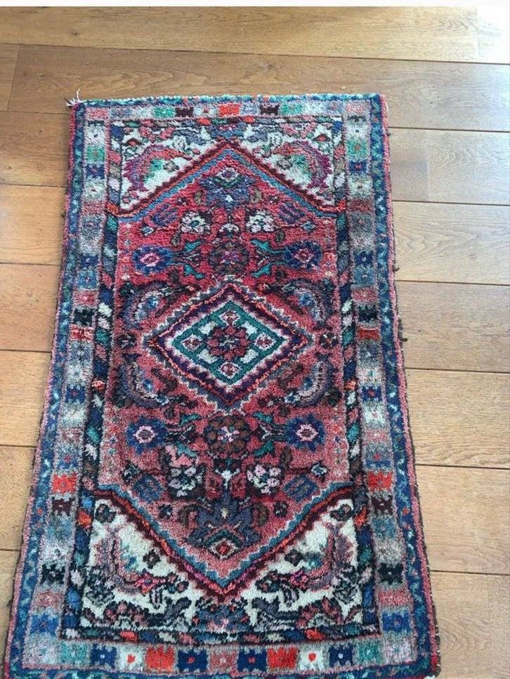 Handgeknoopt Perzisch tapijt Davoud Ermia Teheran, Gebruikt, 100 tot 150 cm, Rechthoekig, Rood