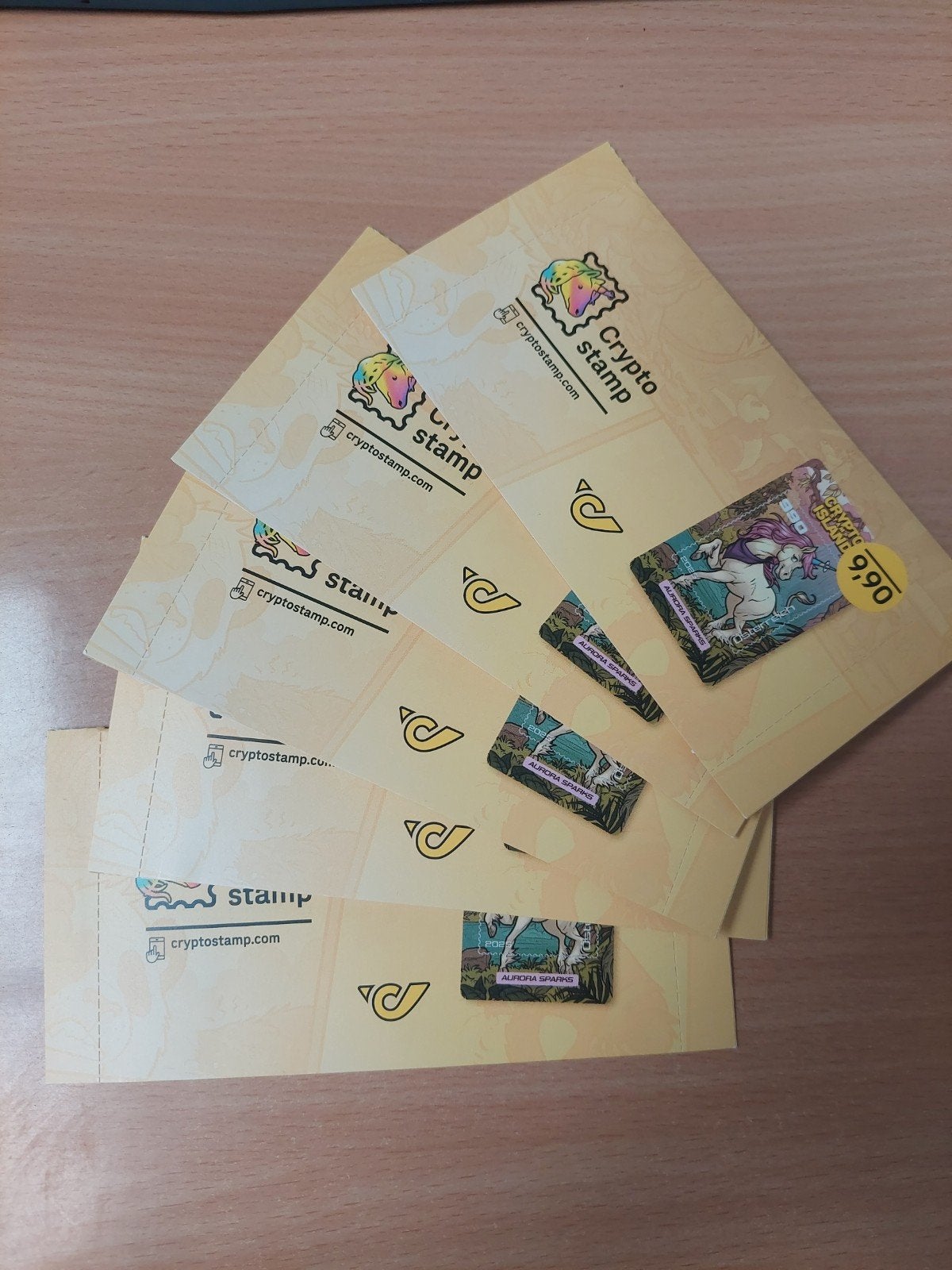 5 x Oostenrijkse Crypto Stamp Island – UNICORN Aurora Sparks, Ophalen of Verzenden, Postfris
