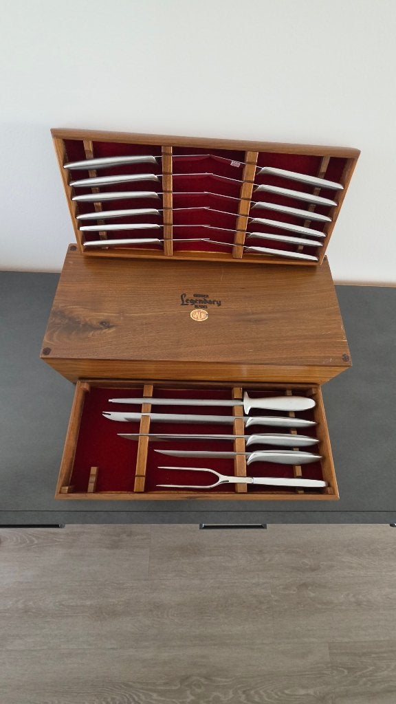 Gerber Legendary Blades "RON" Messenset in Walnoten kist, Bestekset, Nieuw, Ophalen of Verzenden, Rvs of Chroom