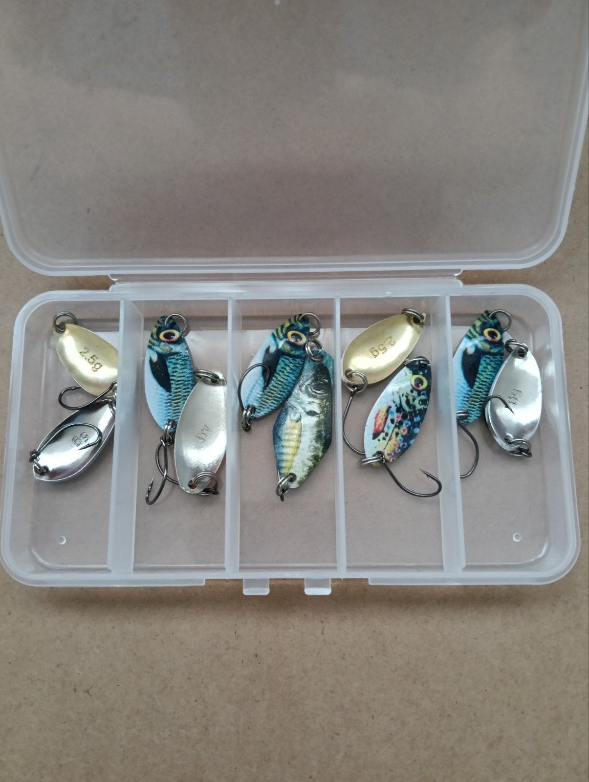 10x Diverse Lepeltjes 2,5g voor Baars & Forel + Opbergbox, Ophalen of Verzenden, Nieuw, Overige typen