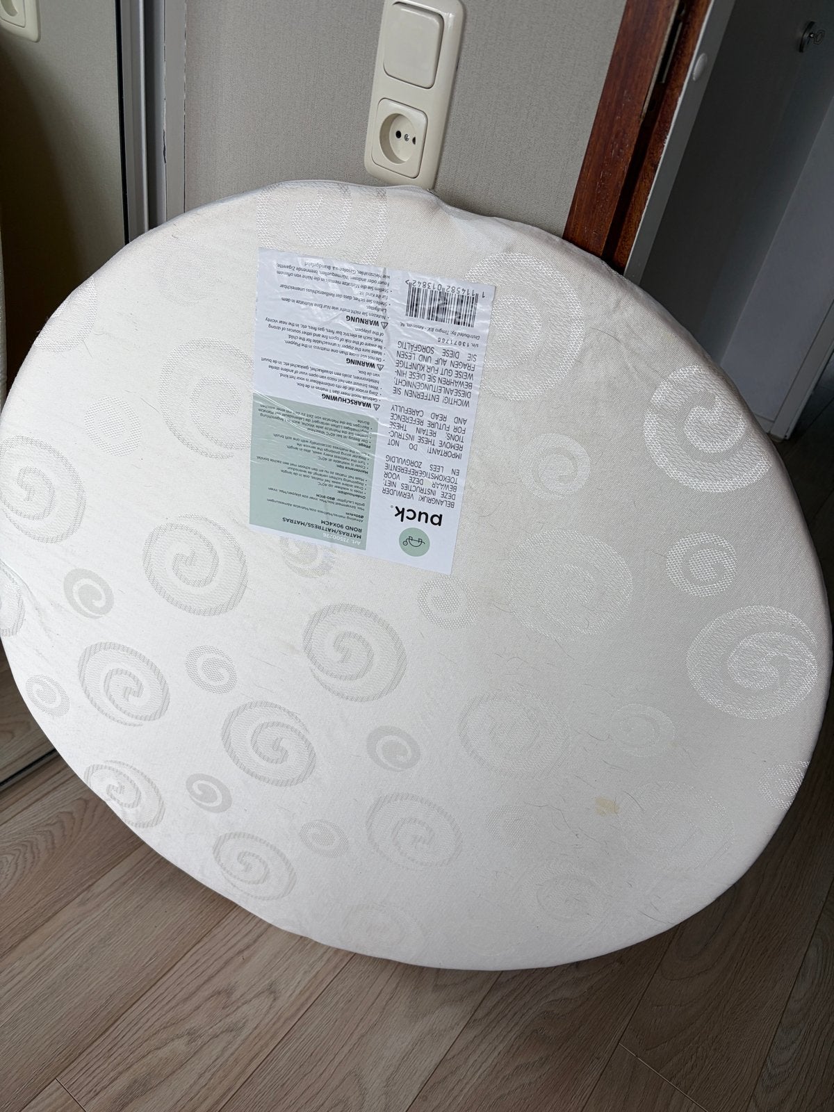 Rond matrasje voor wieg of co-sleeper - Puck, Ophalen, Eenpersoons, Wit, Overige typen
