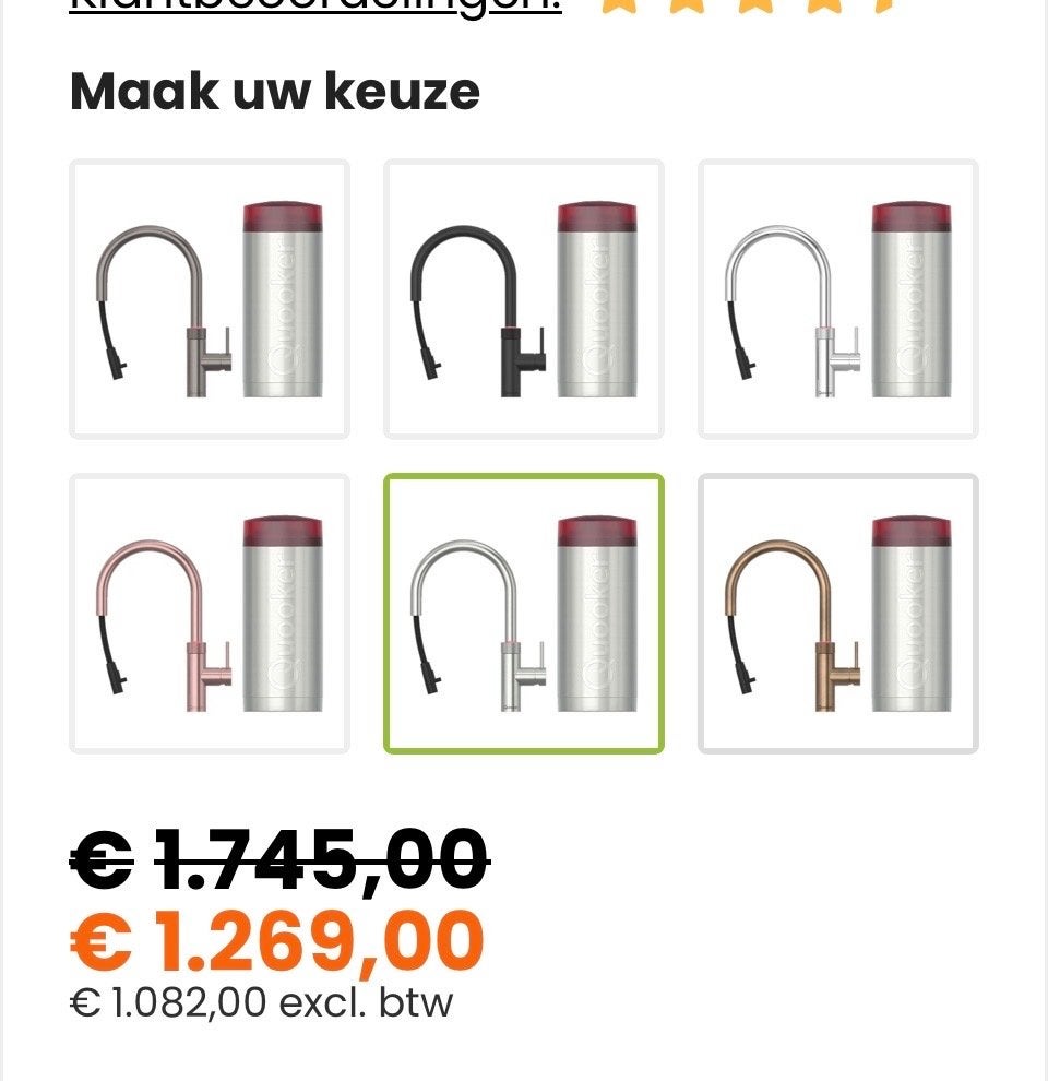Quooker RVS Flex met Balg boiler - Direct kokend water, Ophalen of Verzenden, Nieuw