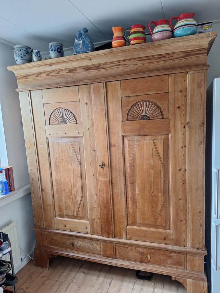 Antieke Duitse Hang/Legkast - Massief Hout, Antiek en Kunst, Ophalen of Verzenden