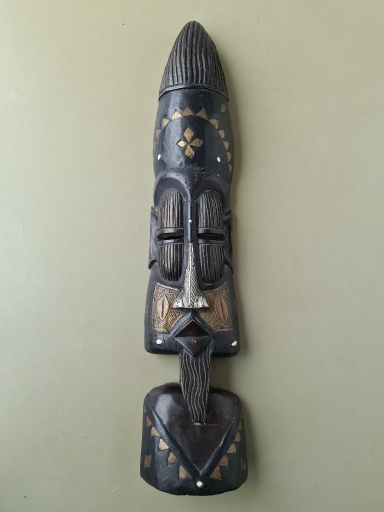 div. Afrikaans houten maskers kruk tribal Ashanti Luba Ghana, Antiek en Kunst, Hout, Bruin, Afrika, Masker
