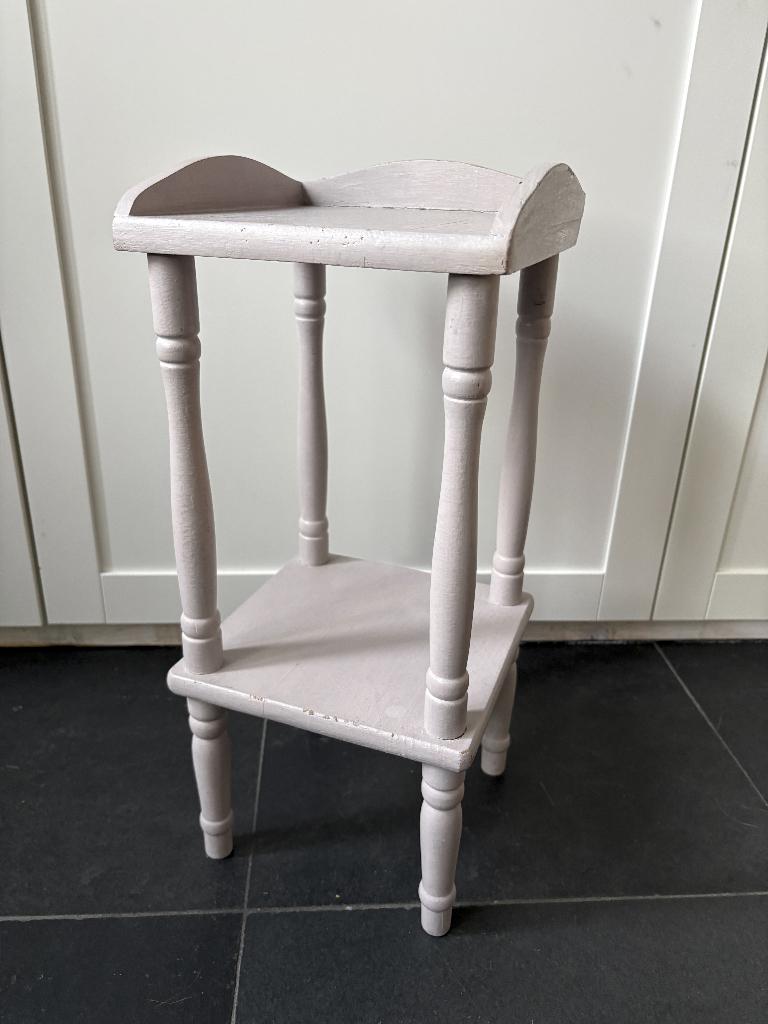 Brocante Sidetable - Bijzettafel, Minder dan 50 cm, Ophalen of Verzenden, Zo goed als nieuw, Grenenhout