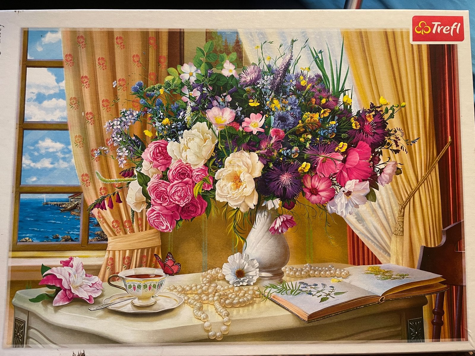 Trefl legpuzzel 1000 stukjes bloemen en parels, Ophalen of Verzenden, 500 t/m 1500 stukjes, Zo goed als nieuw, Legpuzzel
