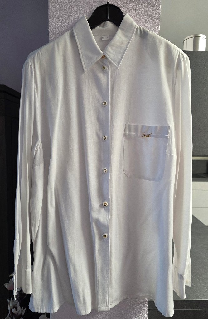 Witte blouse met goudkleurige details, Kleding | Dames, Wit, Maat 46/48 (XL) of groter, Ophalen of Verzenden, Onbekend