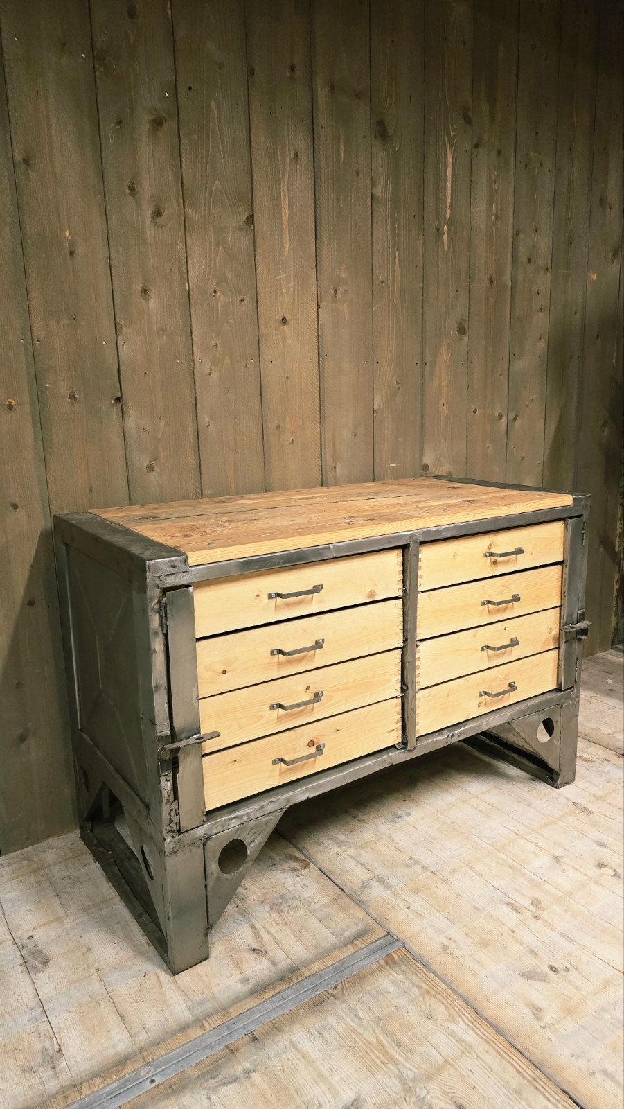 Antieke Grenen Houten Werkbank Vintage Direct Leverbaar, Ophalen of Verzenden, Zo goed als nieuw, 120 tot 170 cm
