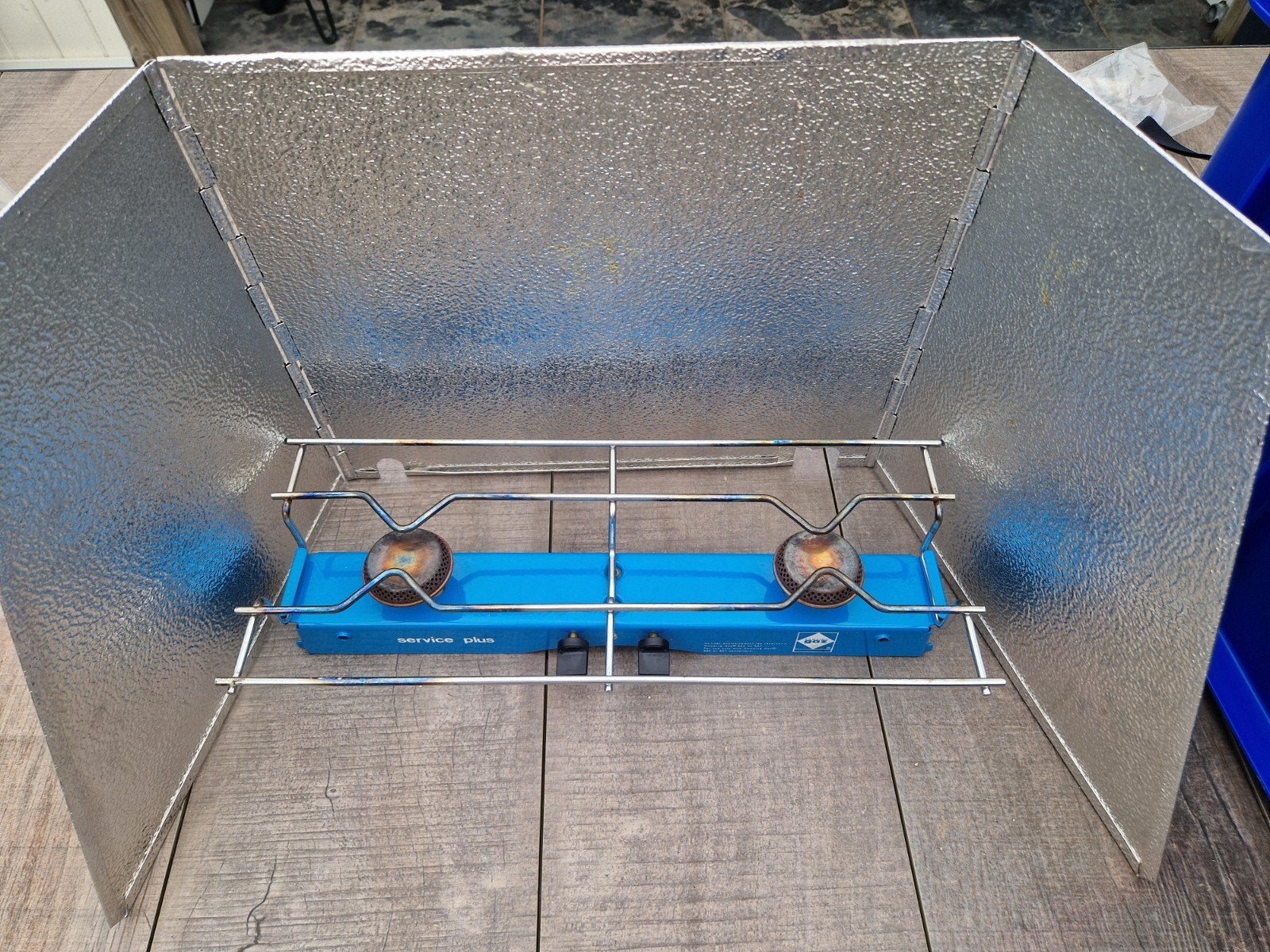 Campingaz 2-pits gasfornuis met windscherm, Ophalen of Verzenden, Gebruikt