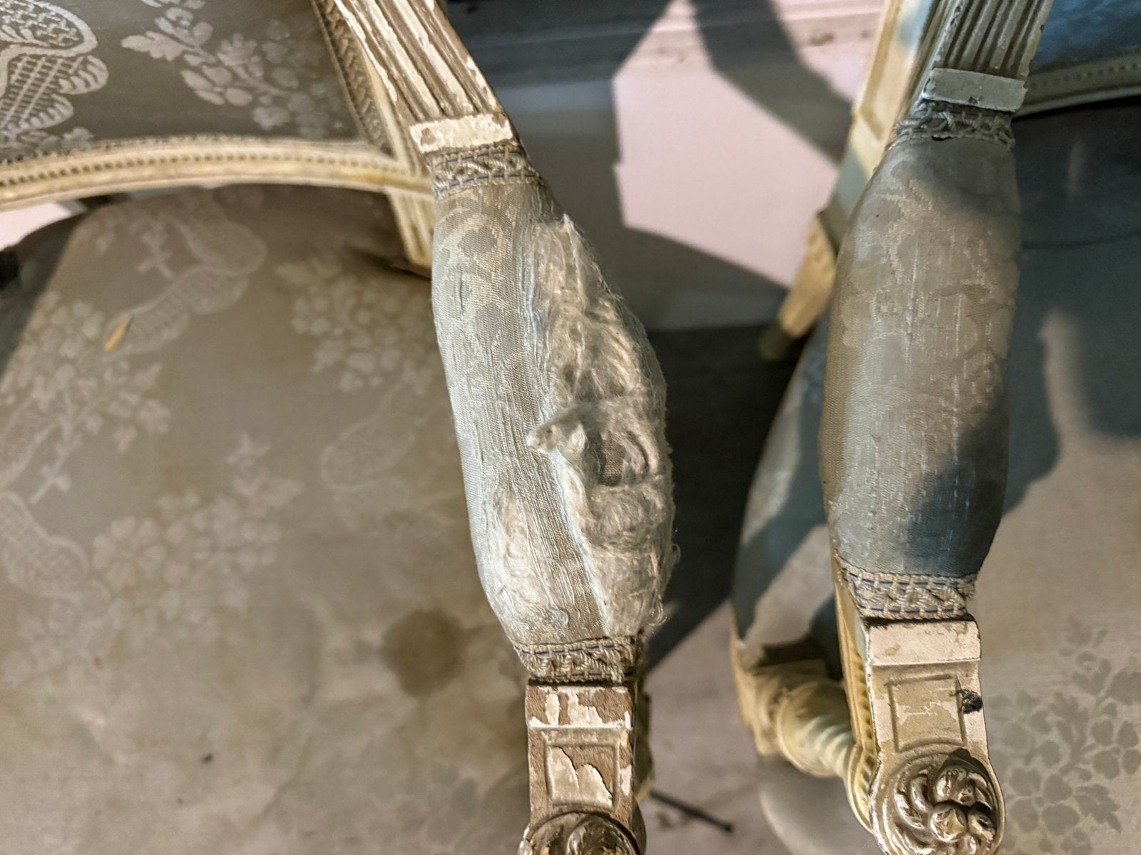 Antieke Franse Louis XVI stijl salonset met bureau, Ophalen