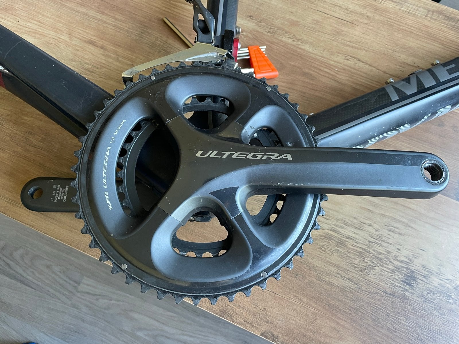 Shimano Ultegra FC-6800 2x11 speed 175mm, 50-34T, Crankstel of Pedalen, Gebruikt, Ophalen of Verzenden, Aluminium