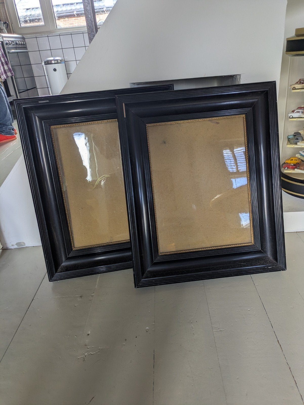 Set van 2 authentieke 19e-eeuwse lijsten fotolijst antiek, Ophalen, Gebruikt, Fotolijst, Met glas