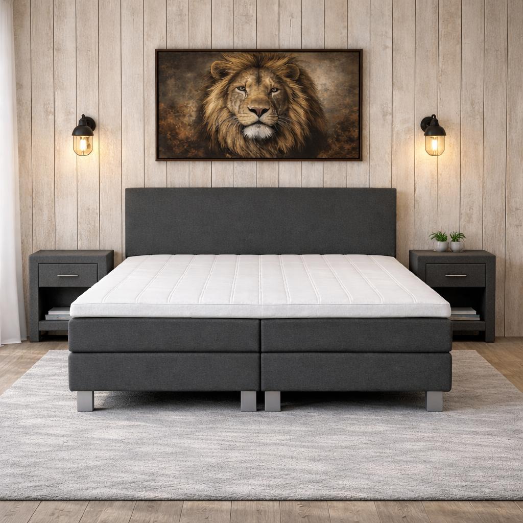 VOORDEELSET Boxspring 140/160/180 x 200 Grijs 10 stuks, Ophalen of Verzenden, 180 cm, 200 cm, Nieuw