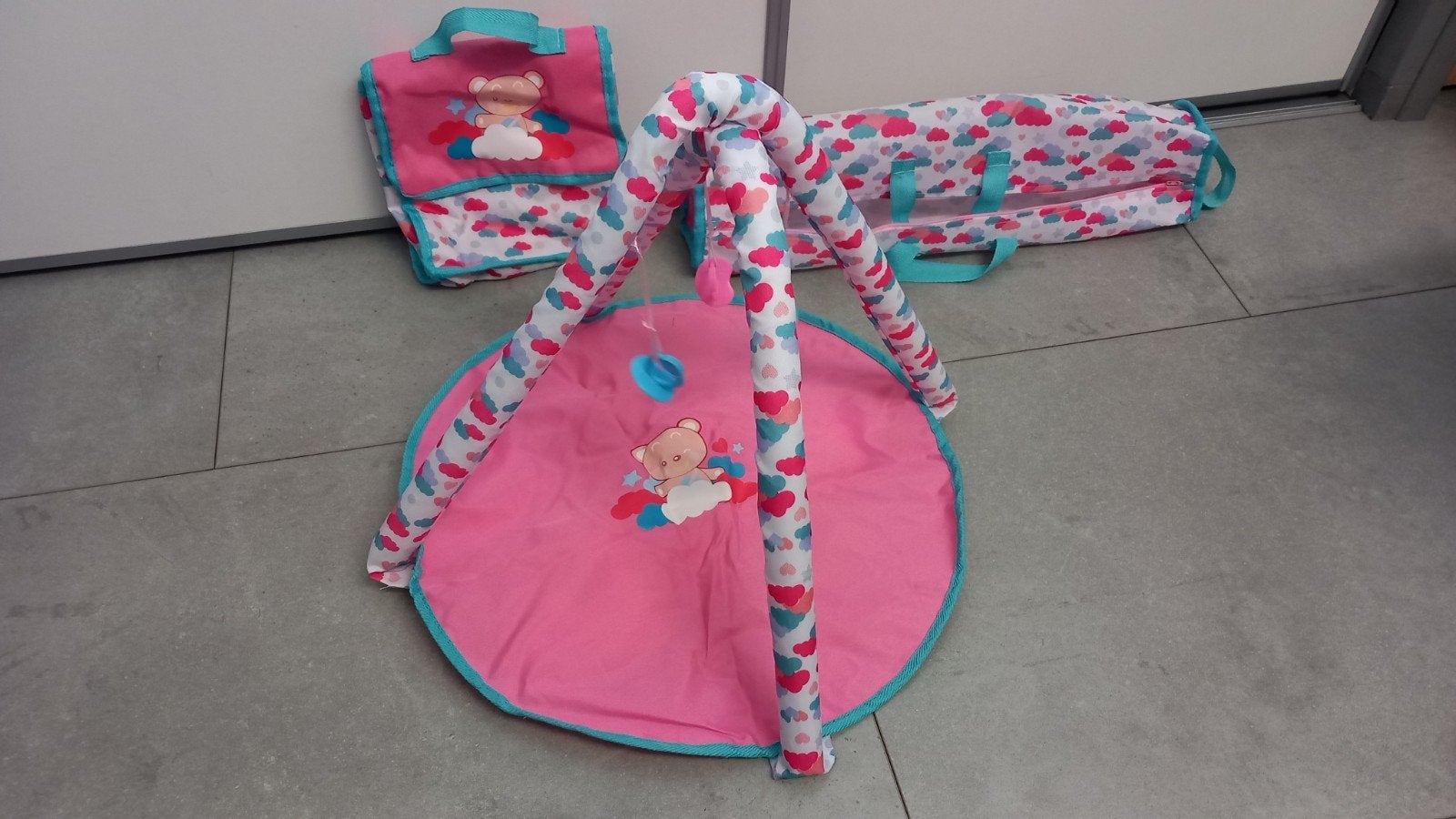 Poppen babygym speelkleed in tas met extra tasje erbij, Ophalen of Verzenden, Babypop
