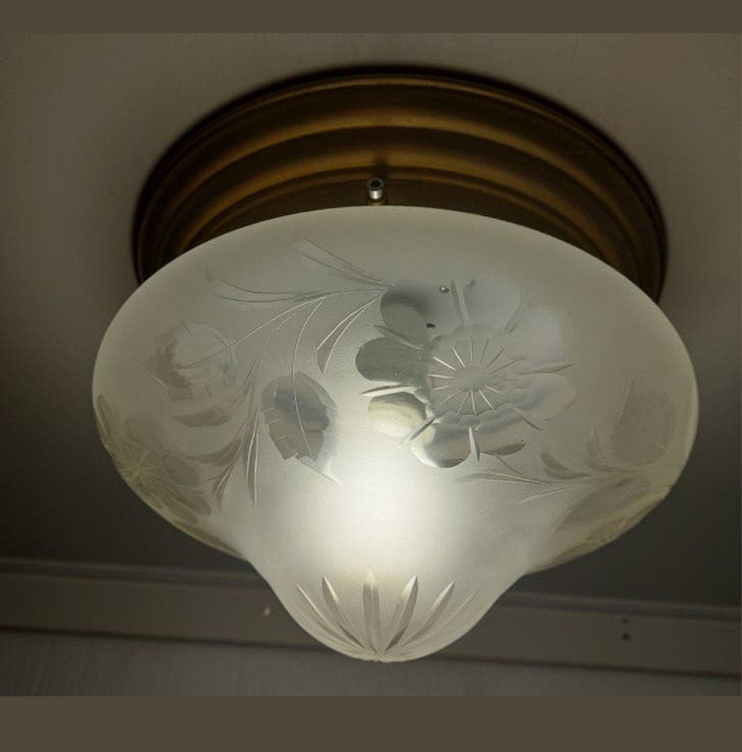 Prachtige Plafondlamp met Bloemmotief - Zonder Fitting, Gebruikt, Vintage, Overige fittingen, Ophalen of Verzenden