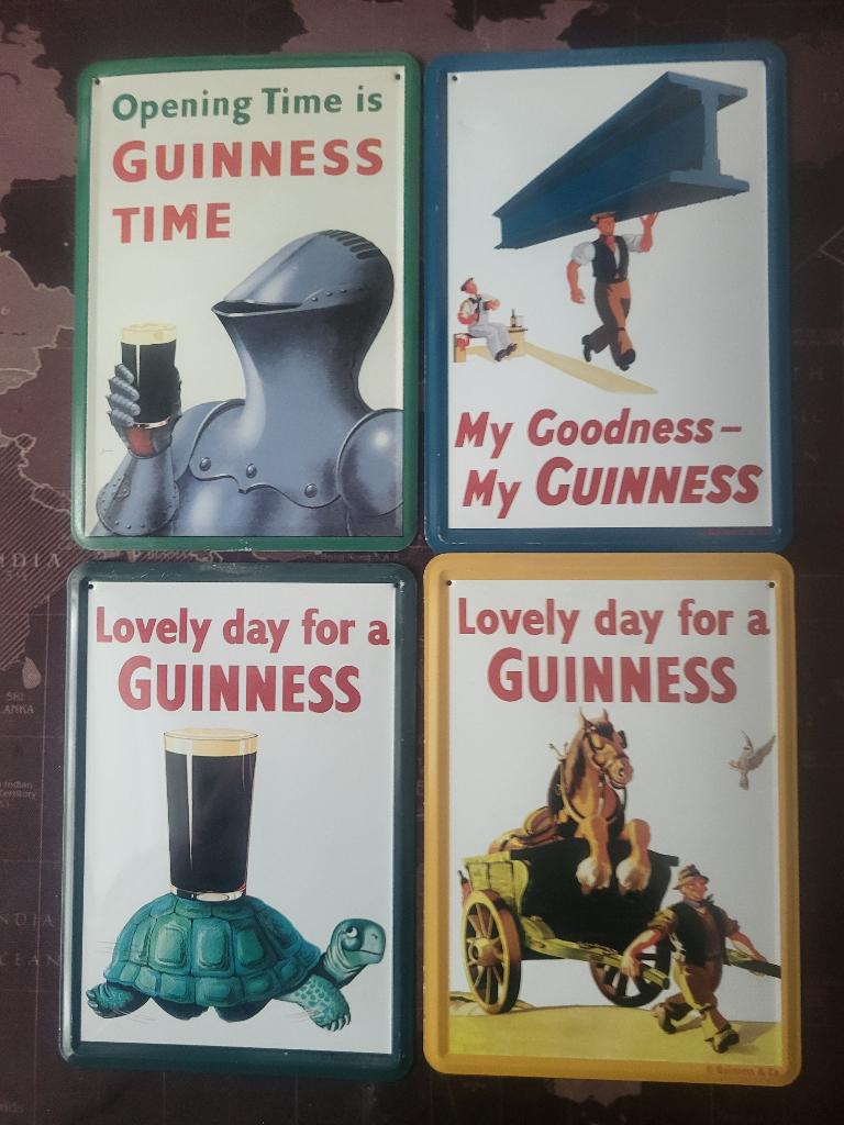 GUINNESS BEER-319-METALEN POSTKAARTEN/TINCARDS 4ST, Ophalen, Nieuw, Reclamebord, Plaat of Schild, Overige merken