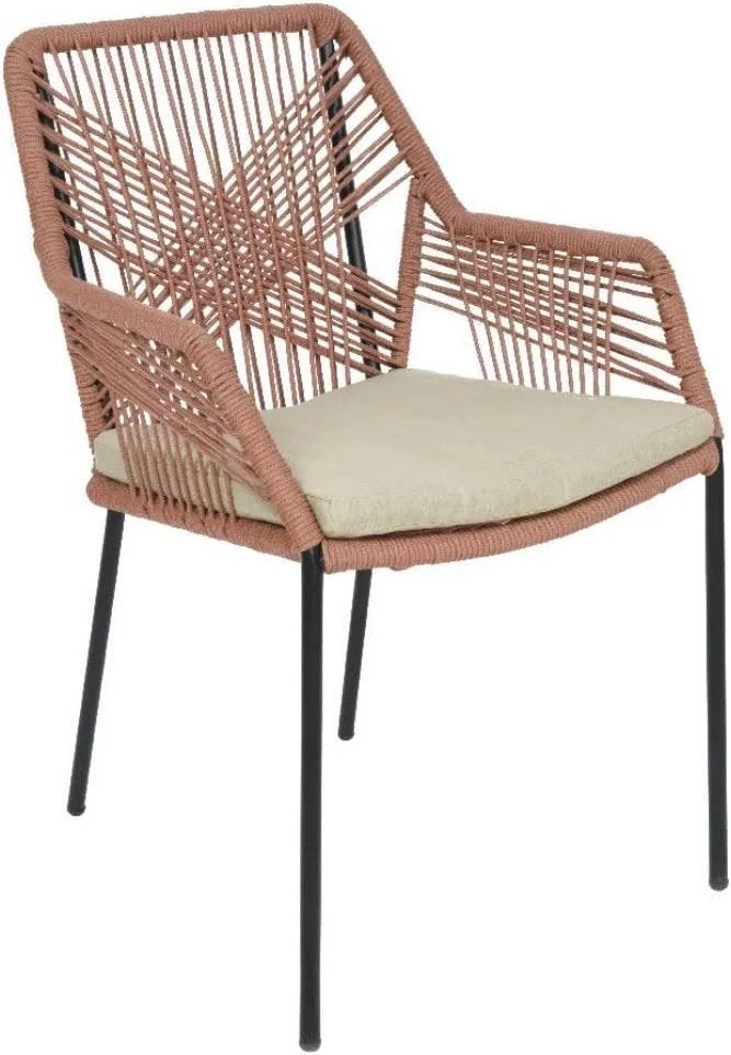 6x Seville dining tuinstoel met kussen - Terracotta/Zwart, Ophalen, Zo goed als nieuw, Metaal