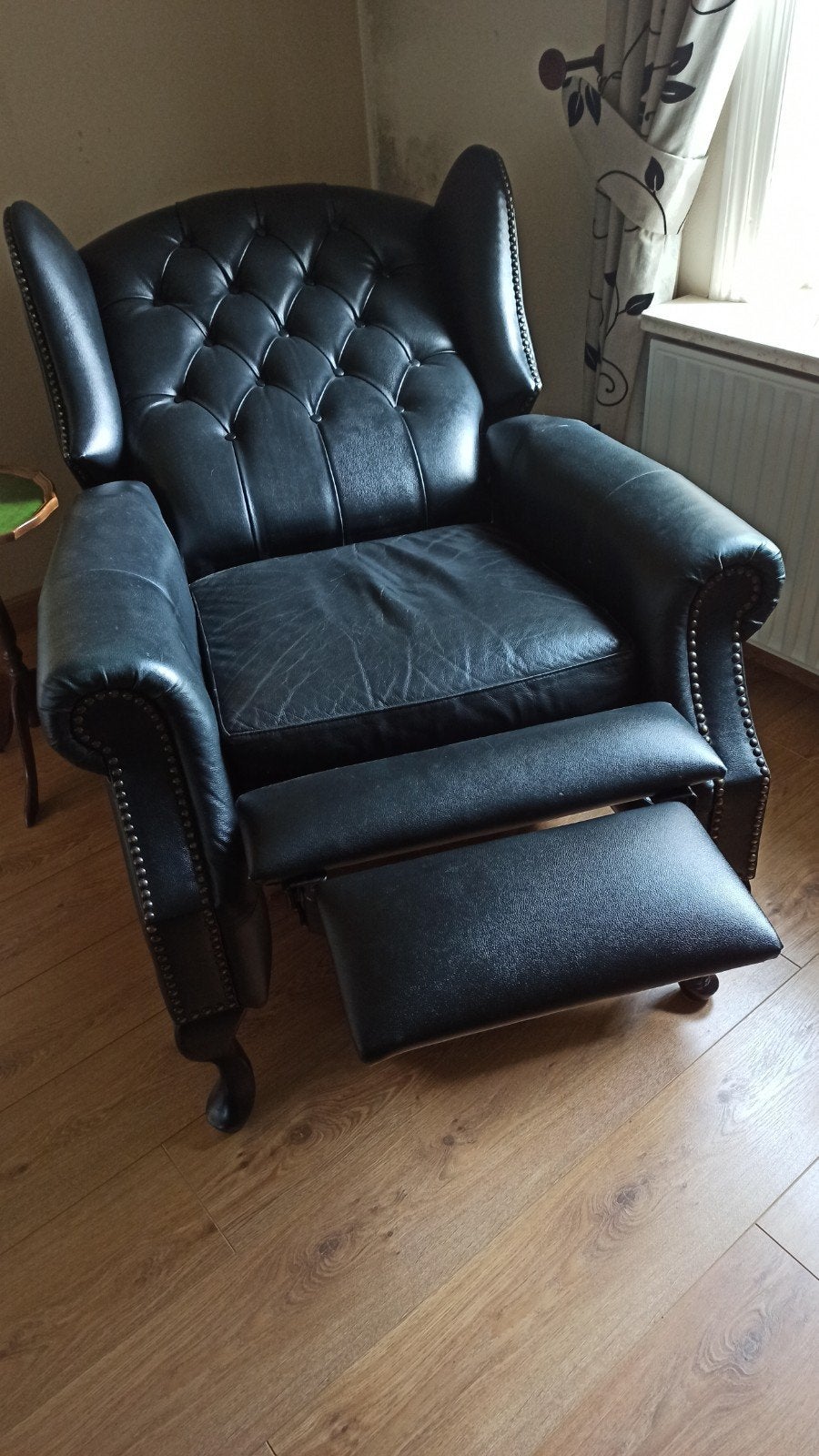 Chesterfield relax fauteuil zwart leer, Huis en Inrichting, Fauteuils, Ophalen