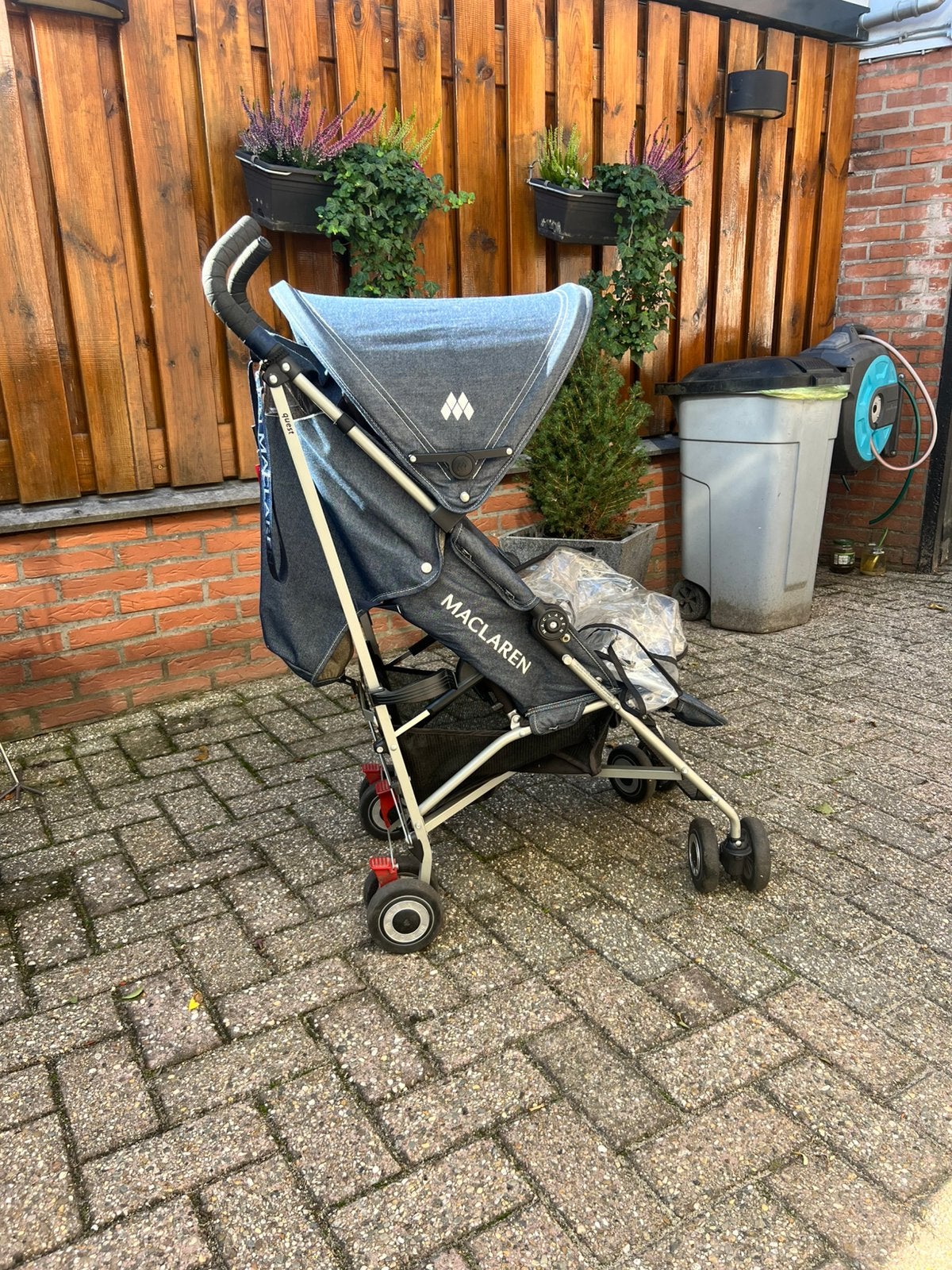 Maclaren buggy jeans/denim look, Ophalen, Gebruikt, Maclaren, Regenhoes