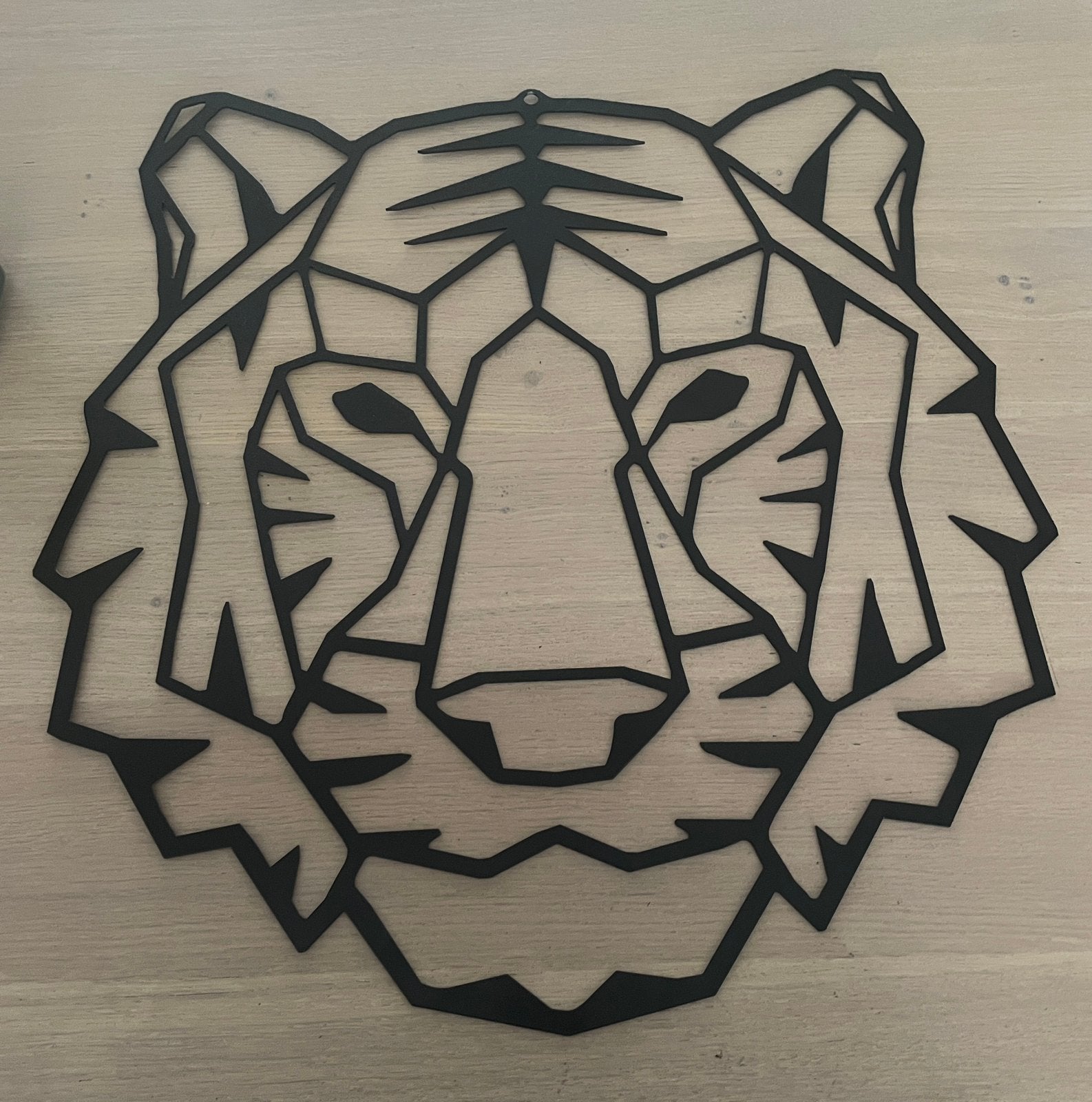Stoere metalen wanddecoratie tijger, Ophalen of Verzenden, Zo goed als nieuw, Zwart, Decoratieobject