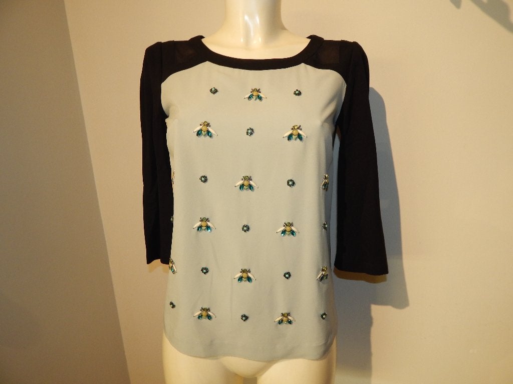 Karen Millen top bijen werk van kraaltjes kleur voorkant S, Verzenden, Zo goed als nieuw, Korte mouw, Maat 36 (S)