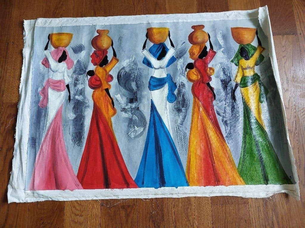 Op canvas geschilderde afrikaanse vrouwen, Ophalen of Verzenden