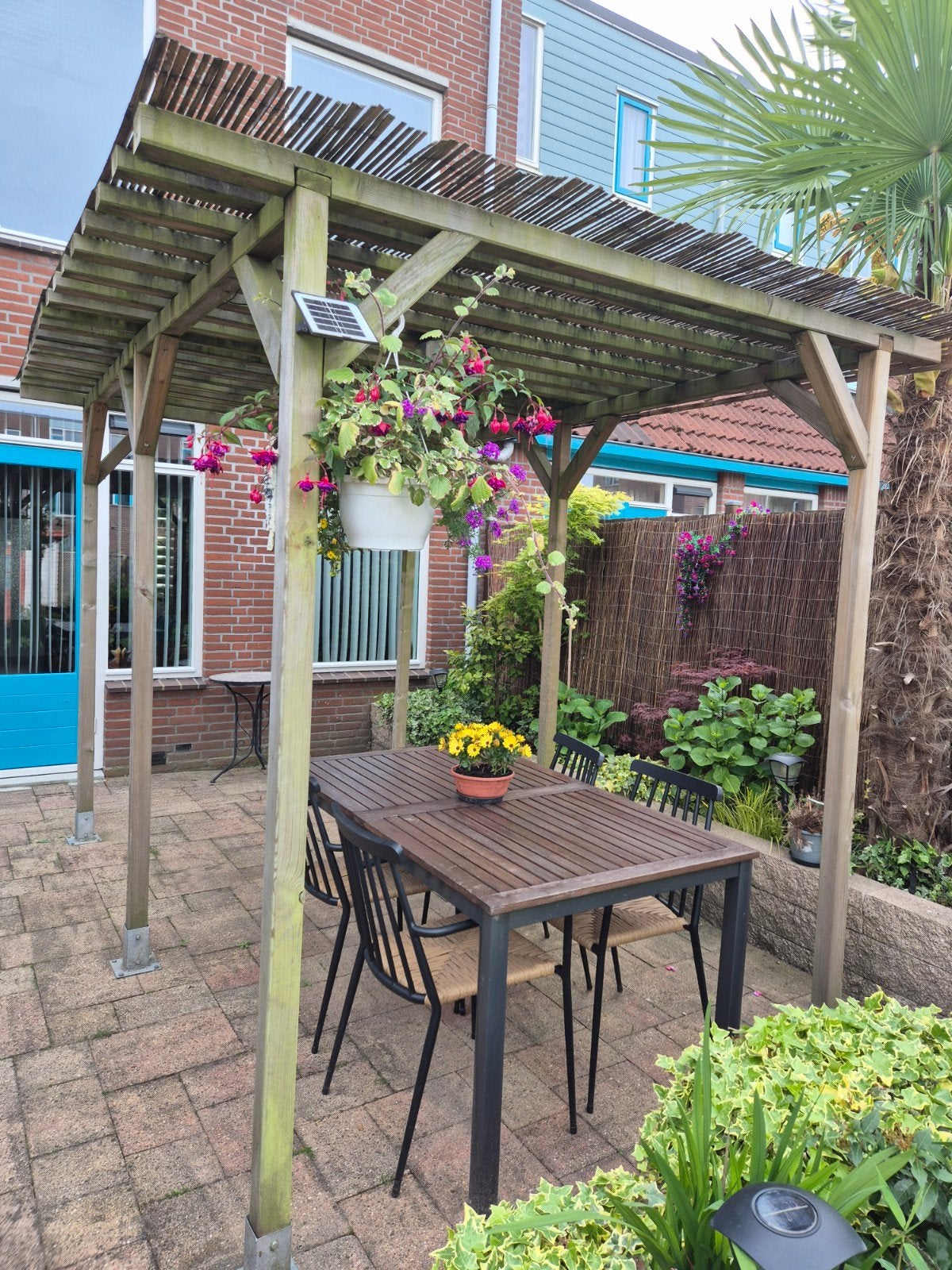 Houten overkapping met aluminium paalhouders, Tuin en Terras, Overkappingen, Ophalen, Gebruikt, Carport