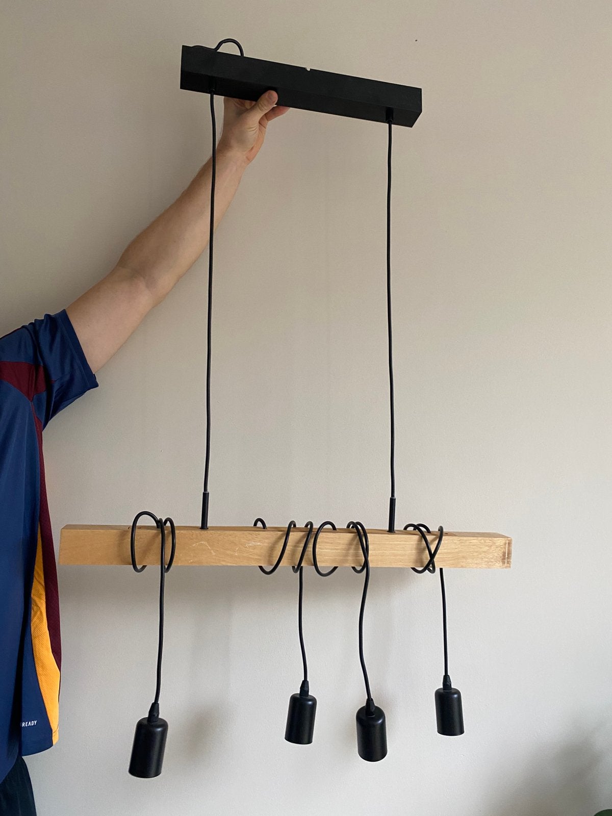 Hanglamp hout zwart, Ophalen of Verzenden, Zo goed als nieuw, Hout