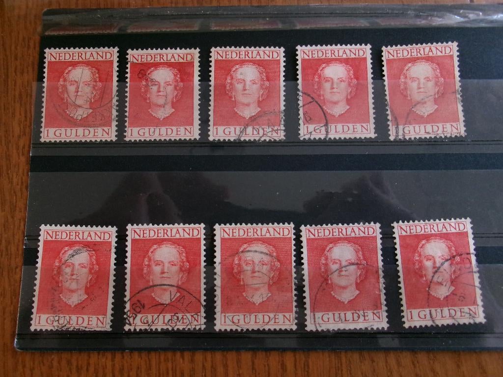 1949 - 10 x koningin juliana 1 gulden (214c), Postzegels en Munten, Postzegels | Nederland, Verzenden, Gestempeld