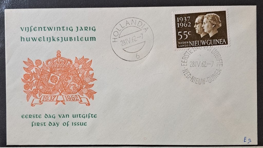 Ned.Nieuw Guinea: Zilveren Huwelijksfeest envelop 1962, Postzegels en Munten, Postzegels | Eerstedagenveloppen, Ophalen of Verzenden